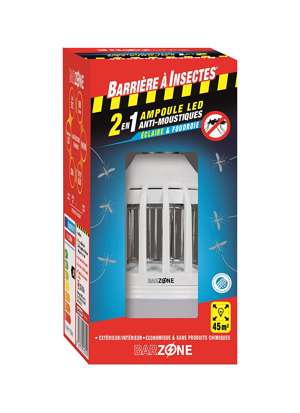 BARZONE Ampoule LED anti-moustiques 2 en 1